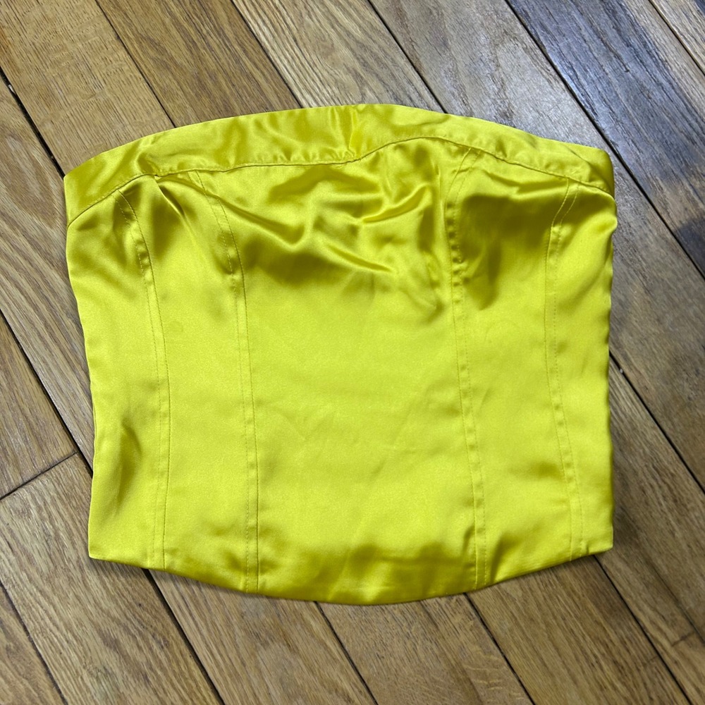 NEW Wild Fable Womens Yellow Smocked Corset‎ Top Size Small Strapless